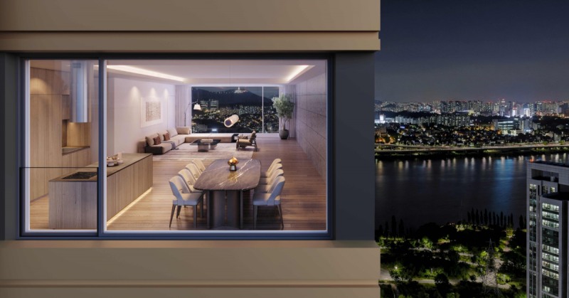 조망 특화 평면(LDK, 스위블 구조 등)으로 누리는 한강 조망./사진제공=삼성물산 건설부문