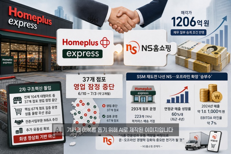 홈플러스가 익스프레스를 NS쇼핑 매각한 가운데 2차 구조 혁신에 돌입한다. /사진=생성형AI