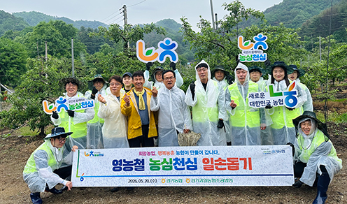 경기농협, 포천 사과 재배농가서 농촌일손돕기 실시