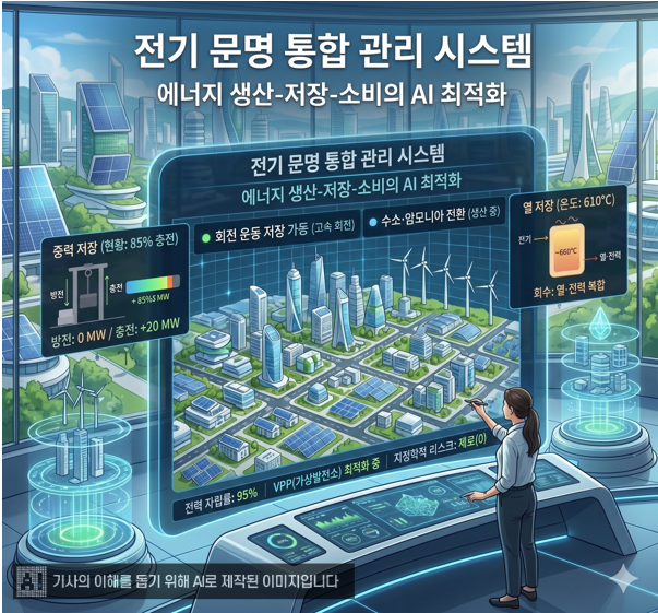 ▲도시에서 사용되는 에너지 전체를 전기로 전환하면 AI 기반으로 전체 에너지 생산, 저장, 소비를 최적화할 수 있다.