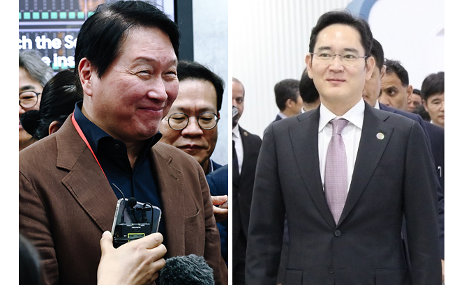 최태원 SK 회장(왼쪽)과 이재용 삼성전자 회장