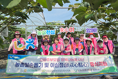 인천농협·고향주부모임, 강화 포도농가 일손돕기…'이심점심' 중식도 지원