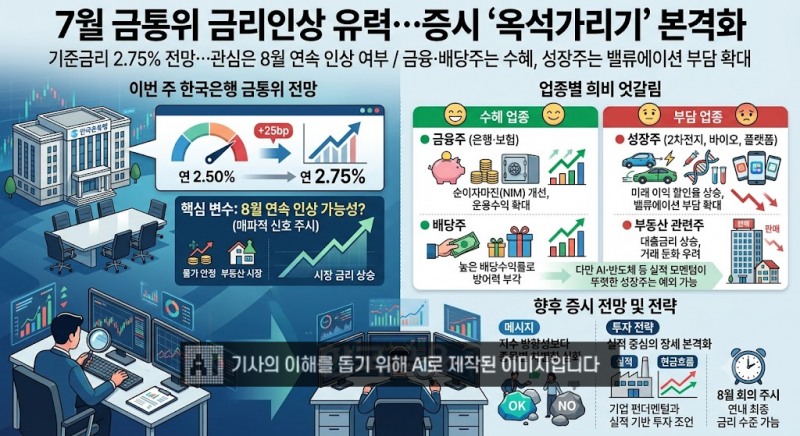 7월 금통위 금리인상 유력…증시 '옥석가리기' 본격화