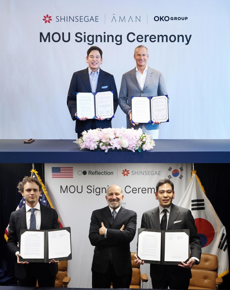 정용진 회장이 올해 오코그룹, 리플렉션AI 그룹과 각각 MOU를 체결했다. /사진제공=신세계그룹