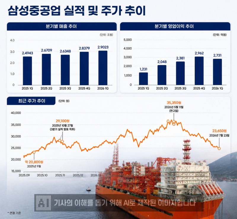 삼성중공업 실적 및 주가 추이. /자료=삼성중공업