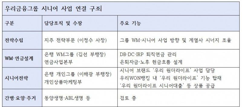 우리금융 시니어사업 연결 구조