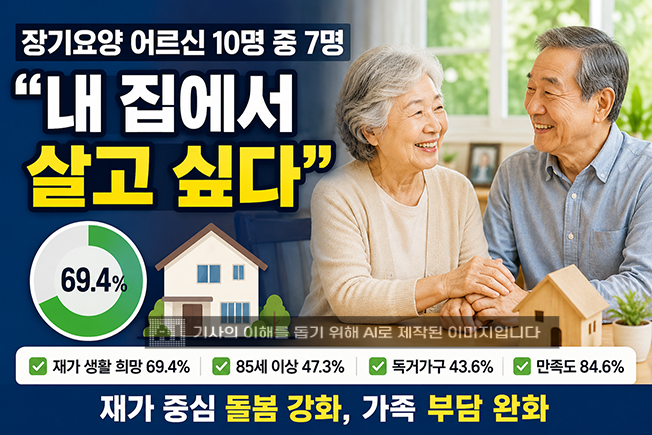 장기요양 어르신 10명 중 7명 "아파도 살던 집에서"... 초고령사회, 재가 돌봄 강화 속도