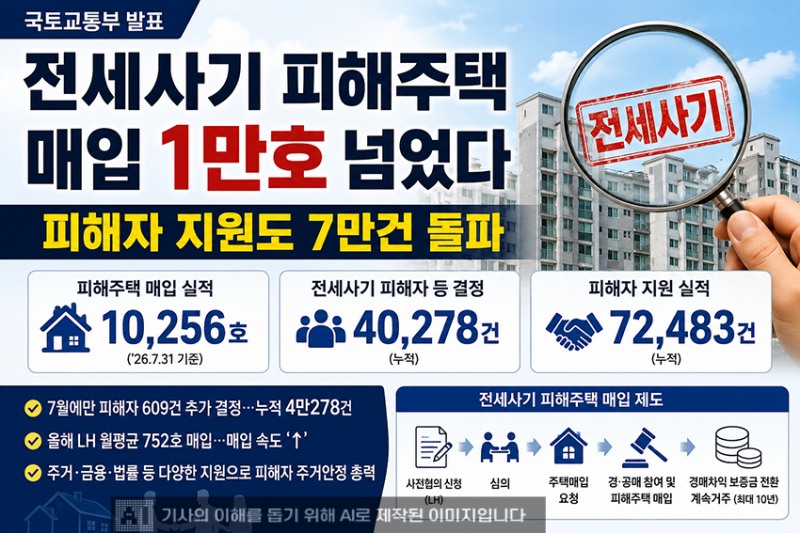 전세사기 피해주택 매입 1만호 넘었다…피해자 지원도 7만건 돌파
