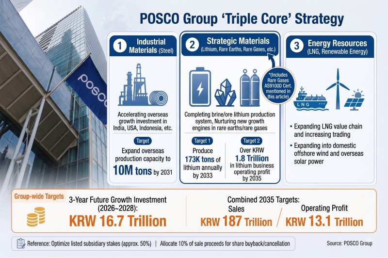 POSCO Group's 'Triple Core' Strategy. /Source: POSCO Holdings