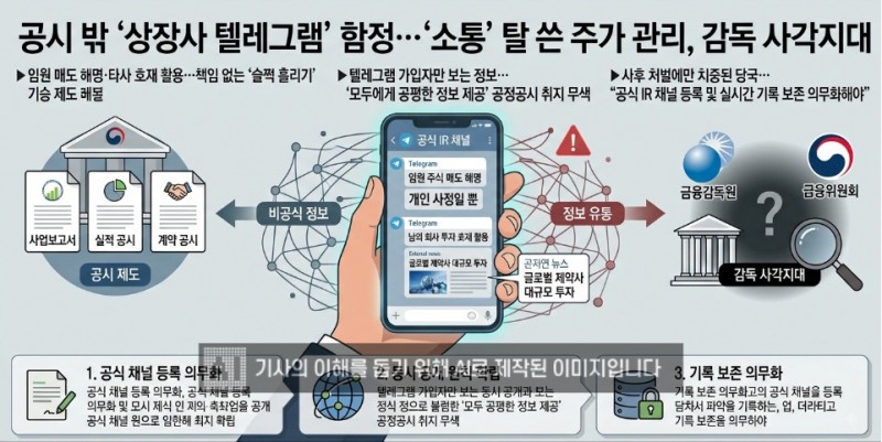 공시 밖 ‘상장사 텔레그램’ 함정…‘소통’ 탈 쓴 주가 관리, 감독 사각지대