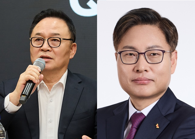 SK㈜ 장용호 사장(왼쪽)과 강동수 사장