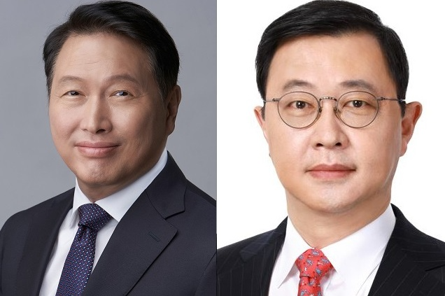 SK 최태원 회장(왼쪽)과 최재원 수석부회장