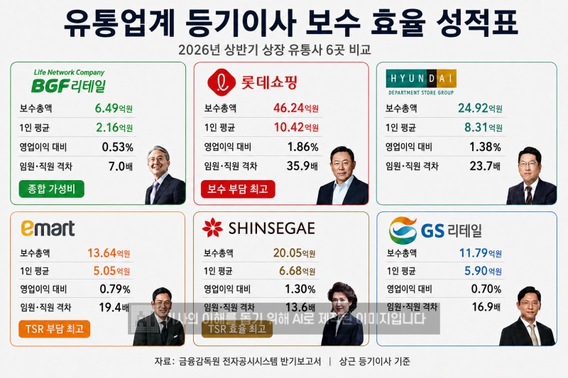 유통업계 등기이사 보수 효율 비교. /사진=생성형AI