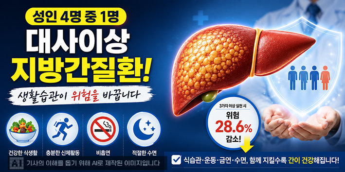 성인 4명 중 1명 ‘대사이상 지방간질환’…생활습관 관리가 위험 낮춘다