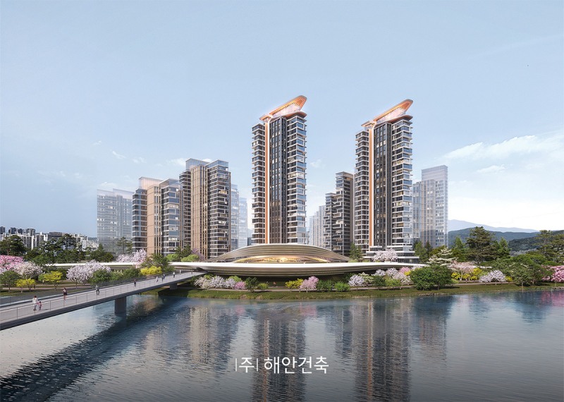 해안건축 올림픽훼밀리타운 조감도. /사진제공=해안건축
