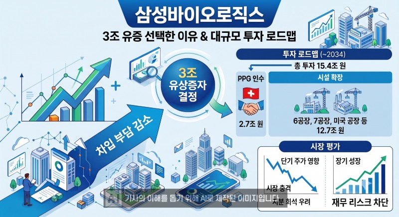 삼성바이오로직스가 3조 원 규모 유상증자를 단행했다. /사진=생성형 AI