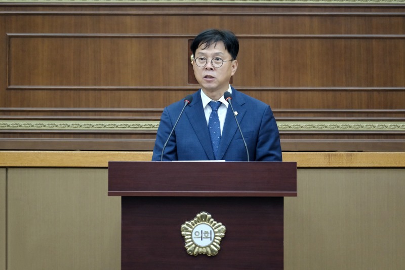 남해석 마포구의회 의원이 5분 자유발언을 하는 모습. /사진제공=마포구의회