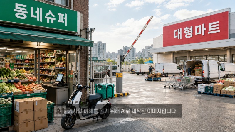 일부 소상공인 단체는 대형마트 새벽배송에 대한 조건부 수용을 내걸었다. /사진=생성형AI
