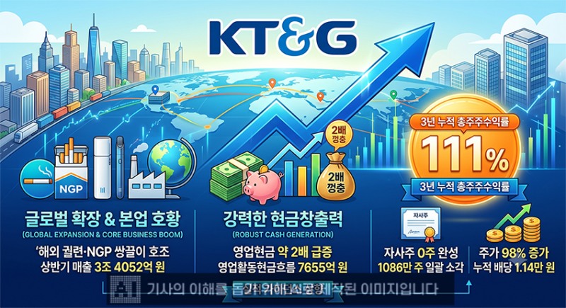 ▲ KT&G가 3년 누적 TSR 111%를 기록했다. 이미지=생성형AI