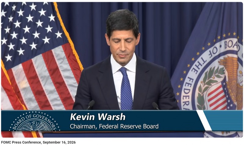 케빈 워시 미국 연준(Fed) 의장 기자회견(2026.09.16) / 사진출처= Federal Reserve 유튜브 채널 갈무리