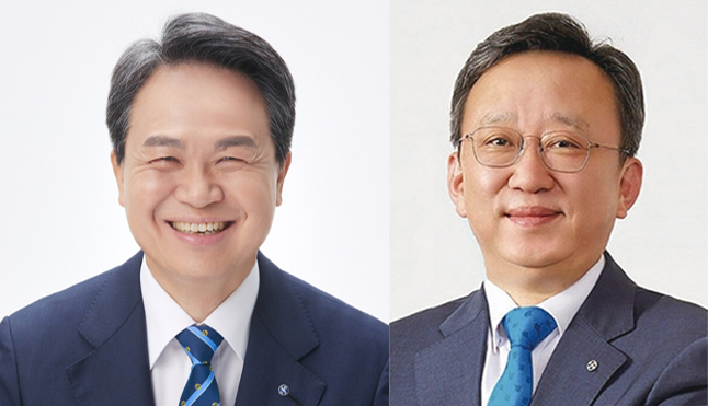 진옥동 신한금융그룹 회장(왼), 정상혁 신한은행장 / 사진제공 = 신한금융지주