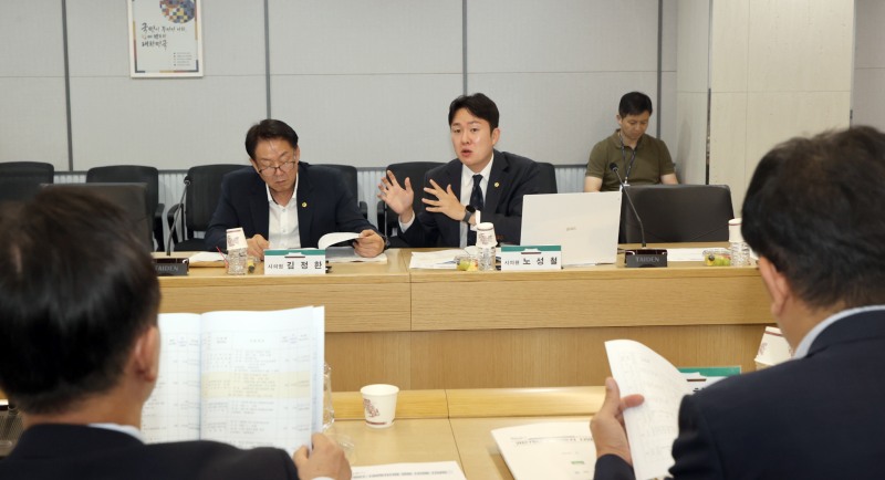 노성철 서울시의원이 동작구 시비 투자사업 주요현황 간담회에서 발언하는 모습./ 사진제공=노성철 의원실