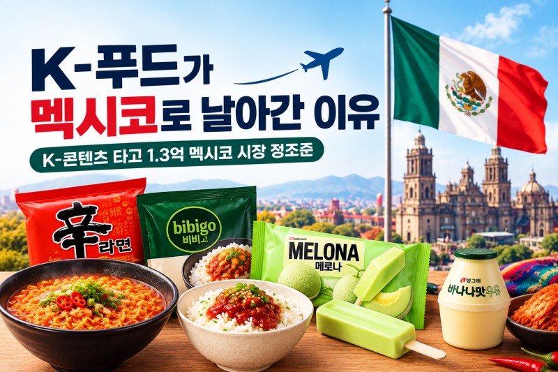 농심·CJ제일제당·빙그레 등 국내 식품기업들이 K-콘텐츠 인기를 발판으로 멕시코 시장 공략에 나서고 있다. /사진=생성형 AI