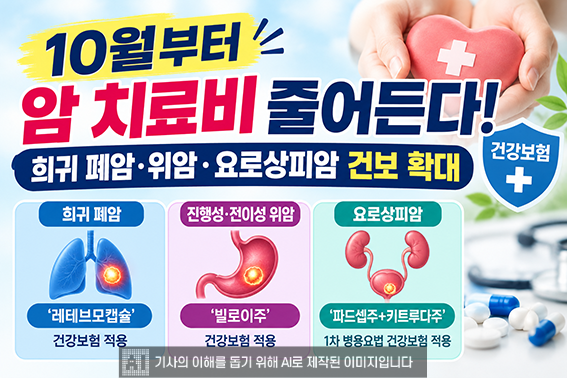 희귀·소외암 환자 치료비 부담 낮아진다…10월부터 암 치료제 건보 적용 확대