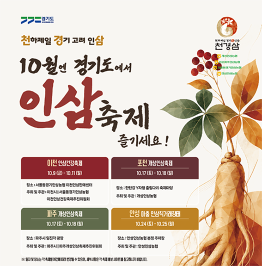 10월엔 경기도 인삼축제로 떠나볼까…6년근 명품 인삼 한자리에