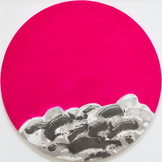 Pink Moon, 135×135cm, 한지에 수묵채색, 2024