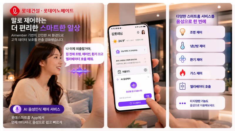 롯데건설 AI 음성인식 홈네트워크 제어 서비스 이미지. /사진제공=롯데건설
