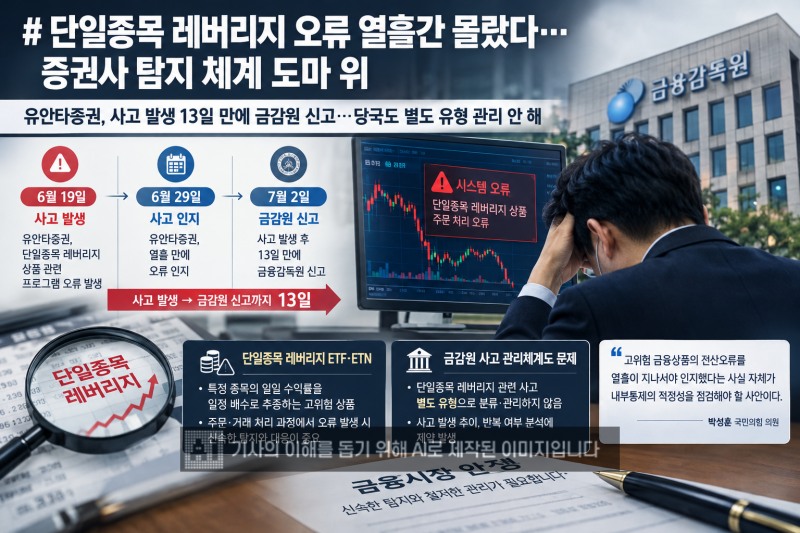 단일종목 레버리지 오류 열흘간 몰랐다…증권사 탐지 체계 도마 위
