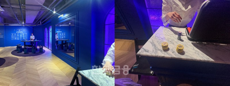 한화손보 한남 사옥에서 열린 '웰니스 크루즈 한남' 카지노 공간 입구 전경./사진=전하경 기자
