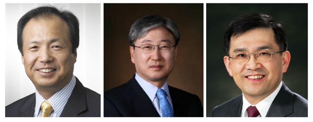 △(왼쪽부터)신종균 IM부문 사장, 윤부근 CE부문 사장, 권오현 DS부문 부회장