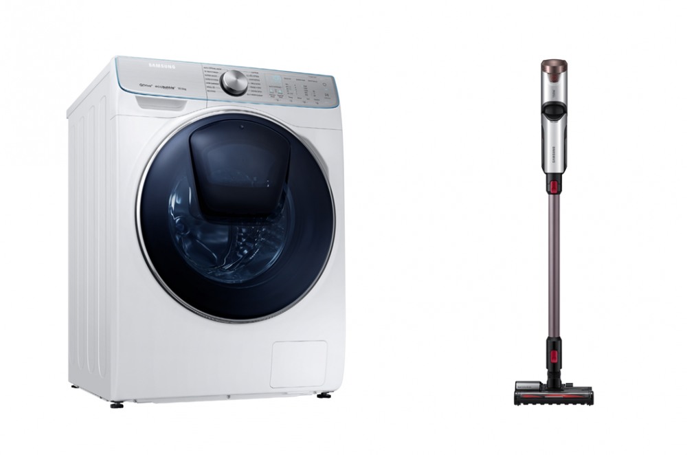 △삼성 드럼세탁기 ‘퀵드라이브’(왼쪽)과 프리미엄 무선 청소기 ‘파워건’