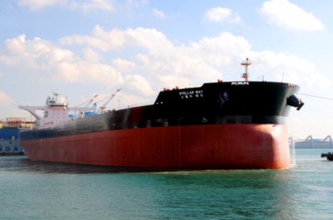 현대삼호중공업이 건조해 지난 2014년 폴라리스쉬핑에 인도한 초대형광석운반선(VLOC)의 모습.사진=현대중공업.