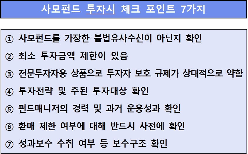 금융감독원은 28일 사모펀드 투자시 유의사항을 발표했다고 밝혔다.