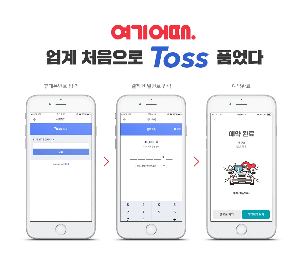 여기어때, 토스 비밀번호 숙소 예약 도입