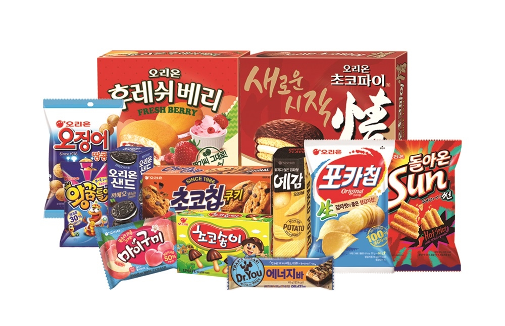 환경부 녹색인증 제품 12종. /사진제공=오리온