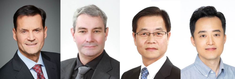 (왼쪽부터) 상품전략본부장 토마스 쉬미에라 부사장, 디자인담당 루크 동커볼케 부사장, 연료전지사업부 김세훈 상무, AIR Lab 김정희 이사. 사진=현대차그룹.