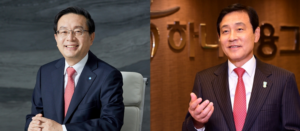 (왼쪽부터) 손태승 우리금융지주 회장, 김정태 하나금융지주 회장 / 사진= 각사