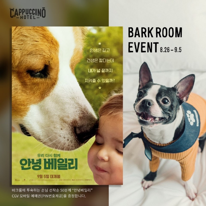호텔 카푸치노는 다음 달 늦은 휴가를 계획 중인 고객을 위해 반려견 또는 넷플릭스, ‘치맥’과 함께 완벽한 호캉스를 즐길 수 있는 프로모션과 패키지를 선보인다. /사진=호텔카푸치노.