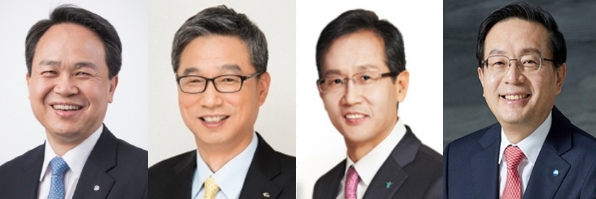 (왼쪽부터) 진옥동 신한은행장, 허인 KB국민은행장, 지성규 KEB하나은행장, 손태승 우리은행장 / 사진= 각행