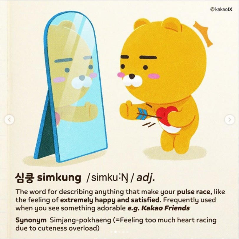 △라이언이 설명하는 심쿵의 일러스트와 한영 사전의 모습/사진=오승혁 기자(자료 편집)