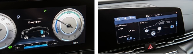 7세대 아반떼 계기판과 내비게이션 디스플레이.