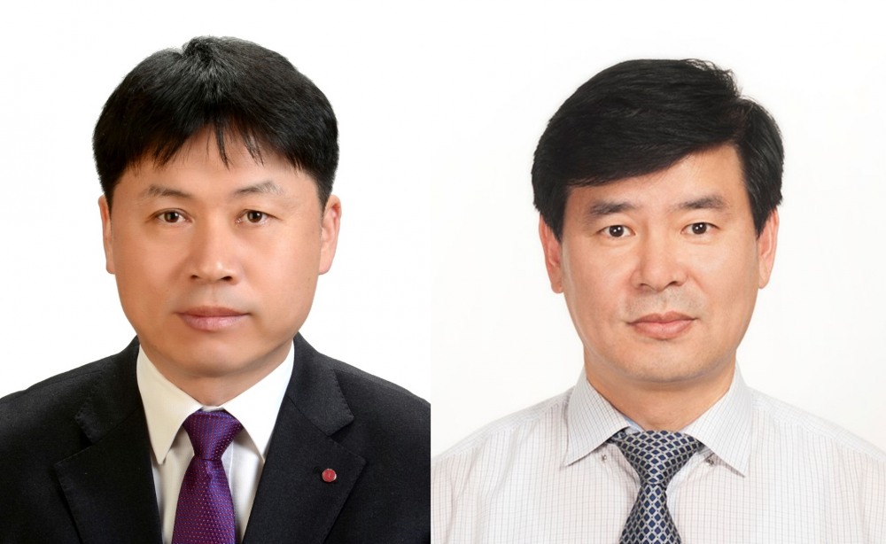 (왼쪽부터)류재철 LG전자 H&A사업본부장(부사장)과 정대화 LG전자 생산기술원장(부사장)/사진=LG전자