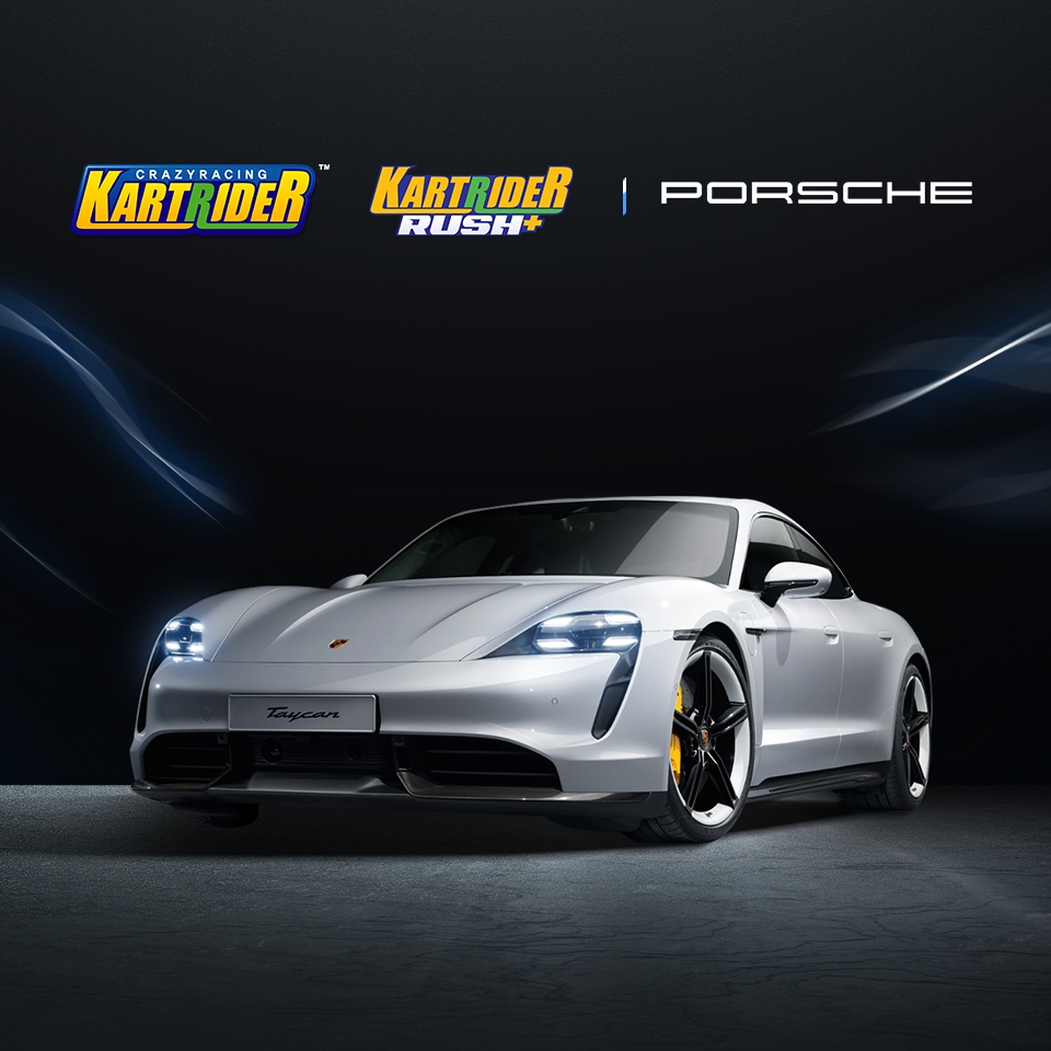 넥슨이 포르쉐코리아와의 제휴를 통해 '카트라이더'와 '카트라이더 러쉬플러스'에 포르쉐 차량을 기반으로 한 카트를 선보인다. 사진=넥슨