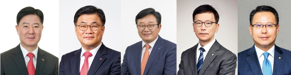 왼쪽부터 안감찬 부산은행장, 최홍영 경남은행장, 임성훈 대구은행장, 서한국 전북은행장, 송종욱 광주은행장. /사진=각 은행 제공