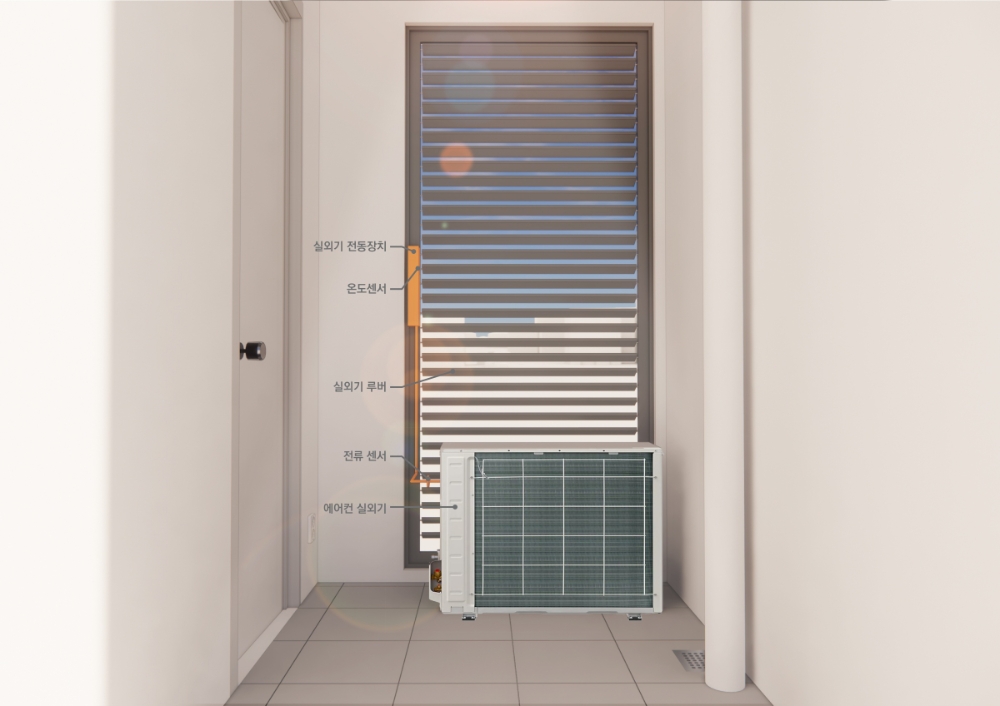 에어컨 실외기 전동루버시스템 개념도. / 자료=한화건설