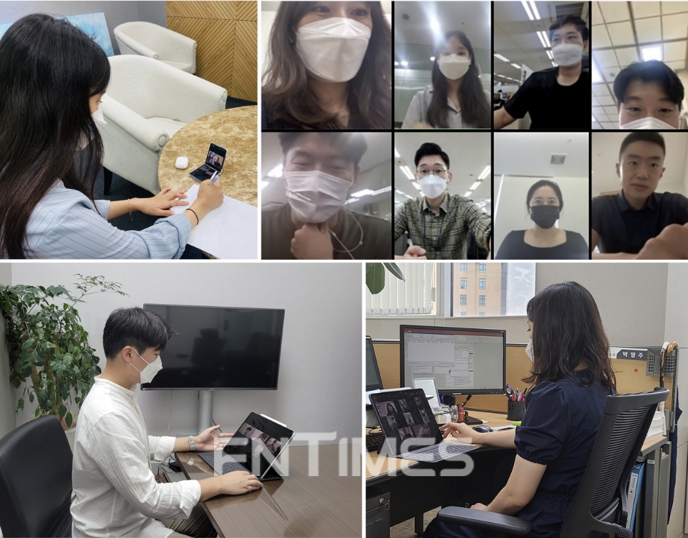 신한금융지주는 3일 오후 신한문화를 재창조하기 위해 진행 중인 '재창조(RE:BOOT) 신한' 프로젝트 일환으로 MZ세대(1980~2000년대 출생) 직원 중심으로 구성된 자치 조직인 ‘후렌드(who-riend) 위원회’를 출범했다. 이날 열린 첫 화상회의에서 ‘후렌드 위원회’구성원들이 이야기를 나누고 있다./사진=신한금융지주